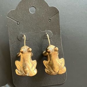 Vintage Brass Frog Earrings (never worn)